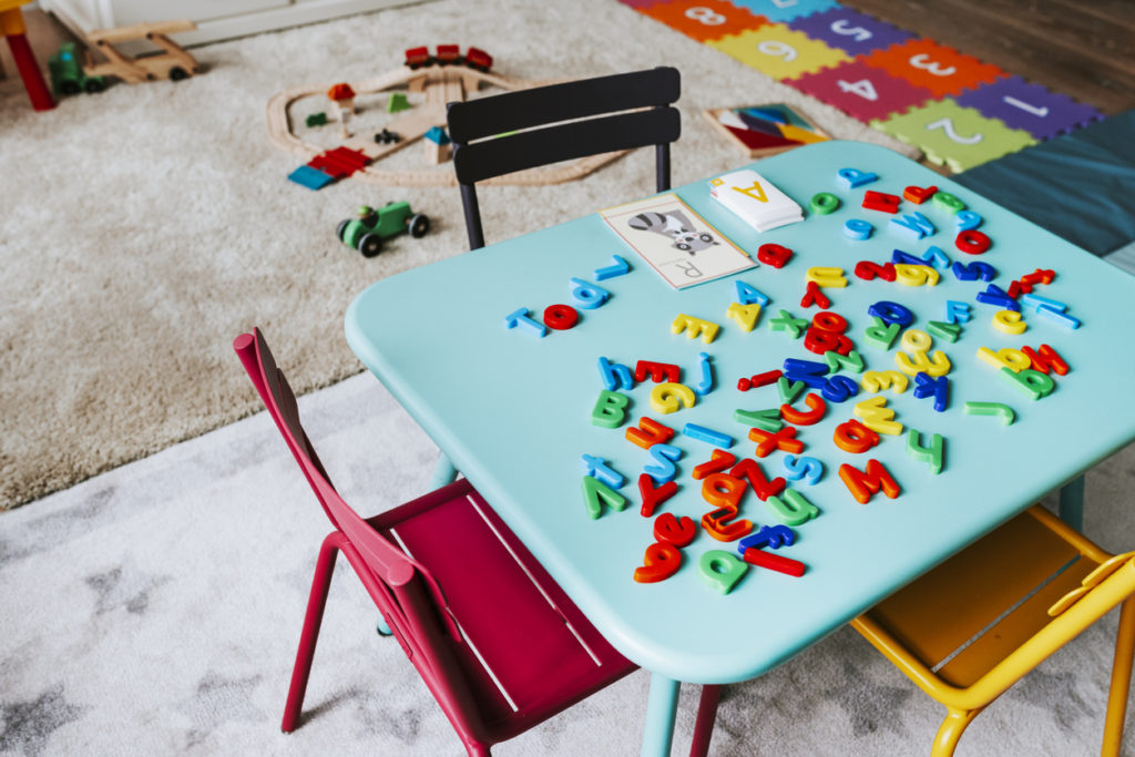 Interior design of a kindergarten classroom